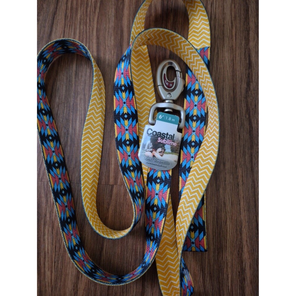 Coastal Single Thick 1ply 6 foot Nylon dog leash 1.8m Aztec Pattern New 20966